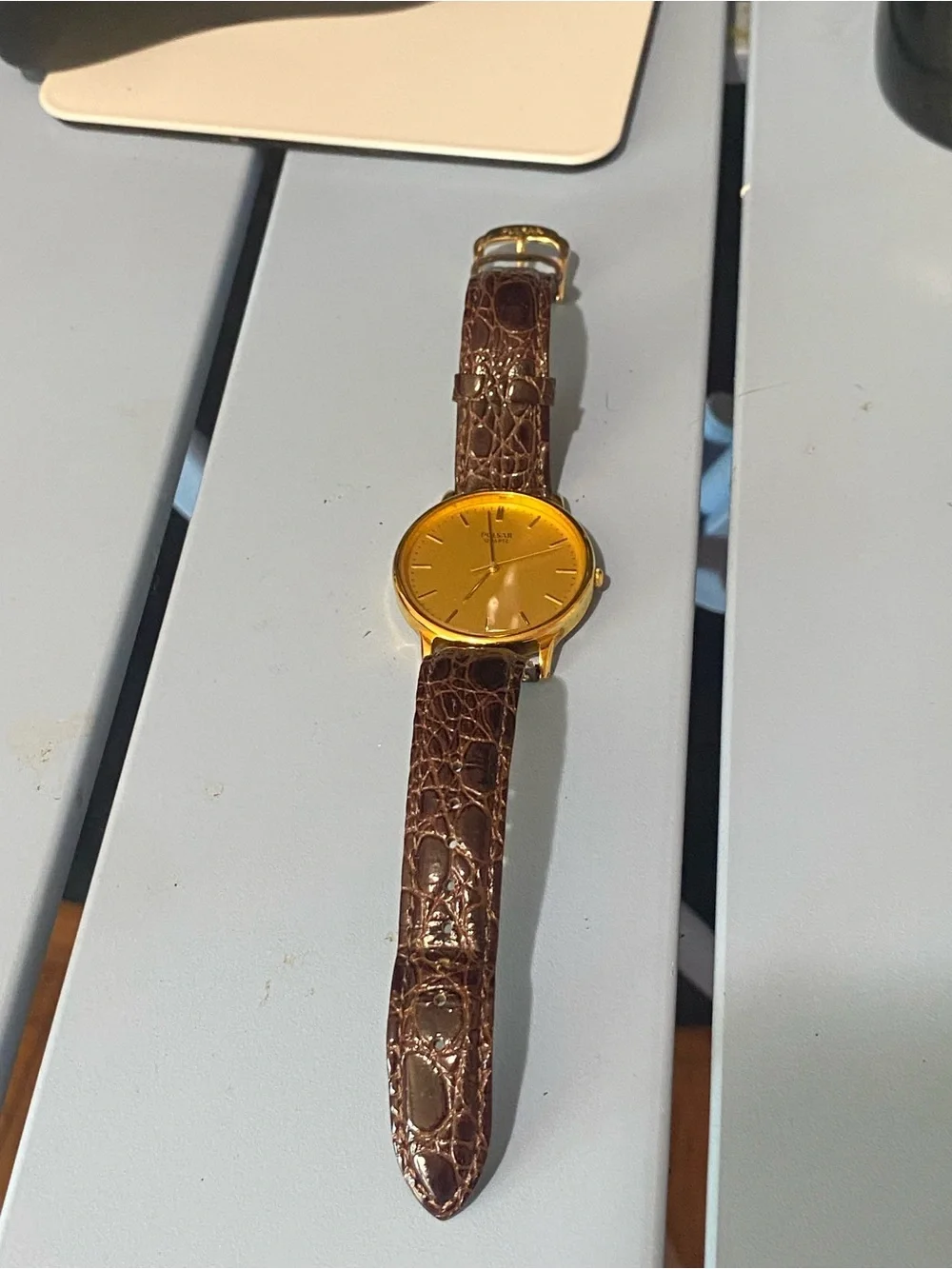 Vintage Pulsar By Seiko  Japan Quartz Dress Watch  512344 Gold Tone Original Box